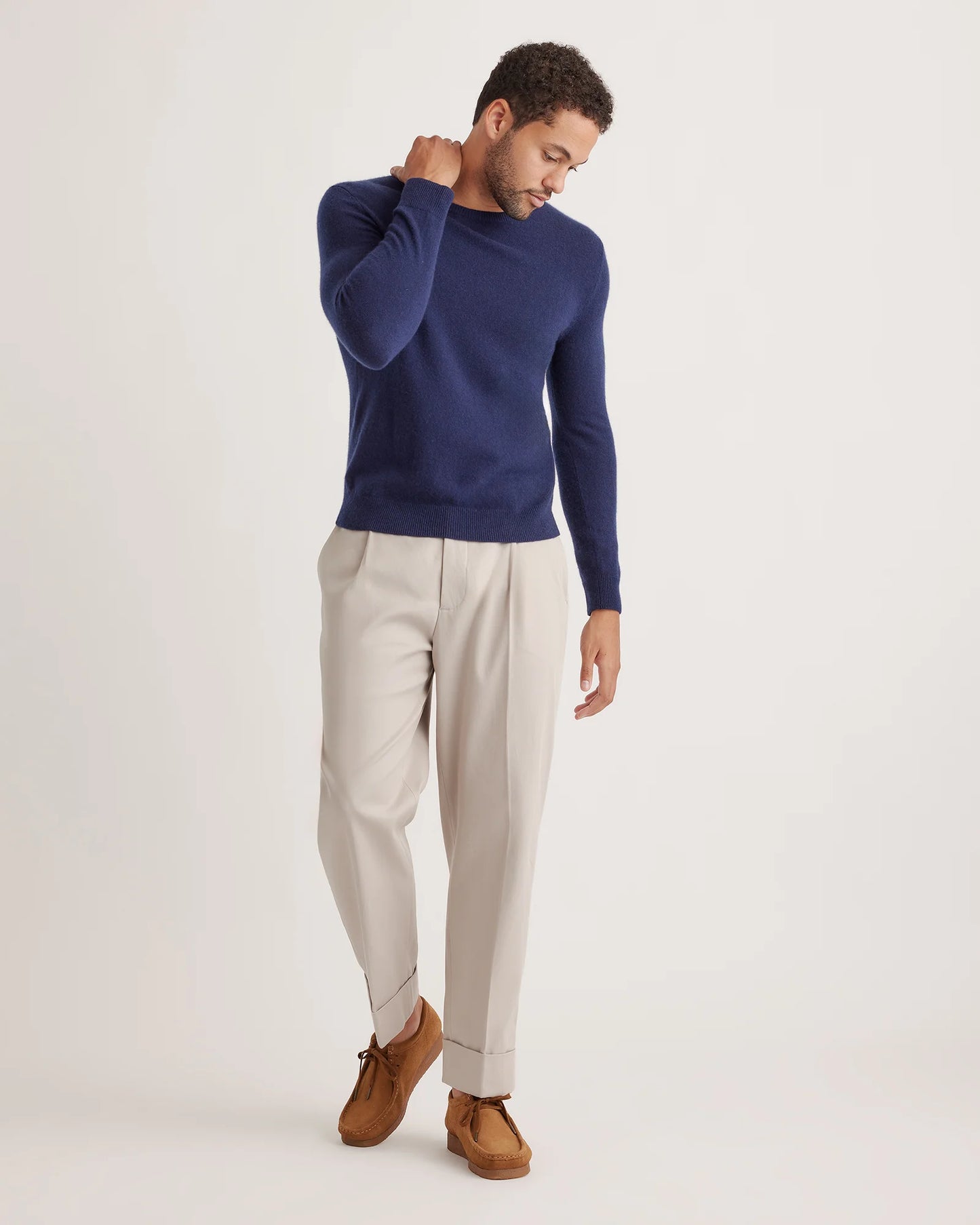 Mongolian Spring Cashmere Crewneck Sweater - S / Navy