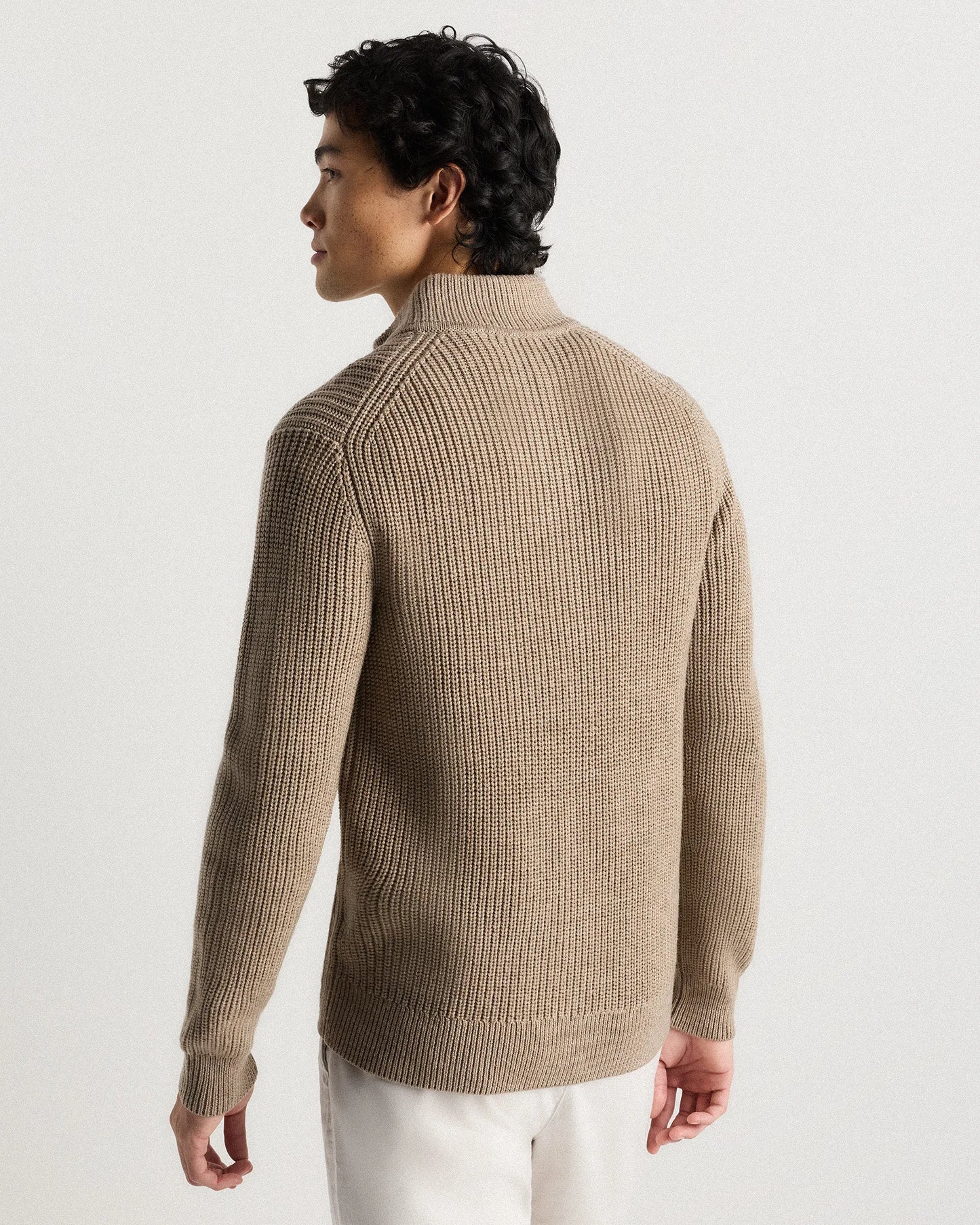 Australian Merino Wool Half Zip Sweater - S / Heather Bone