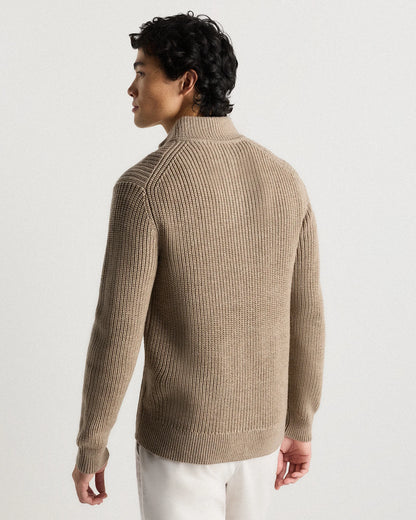 Australian Merino Wool Half Zip Sweater - S / Heather Bone