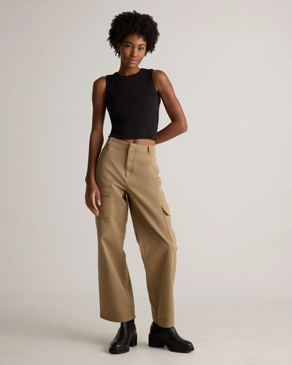 Organic Cotton Micro-Rib Cropped Cutaway Tank - XS / Heather Oatmeal