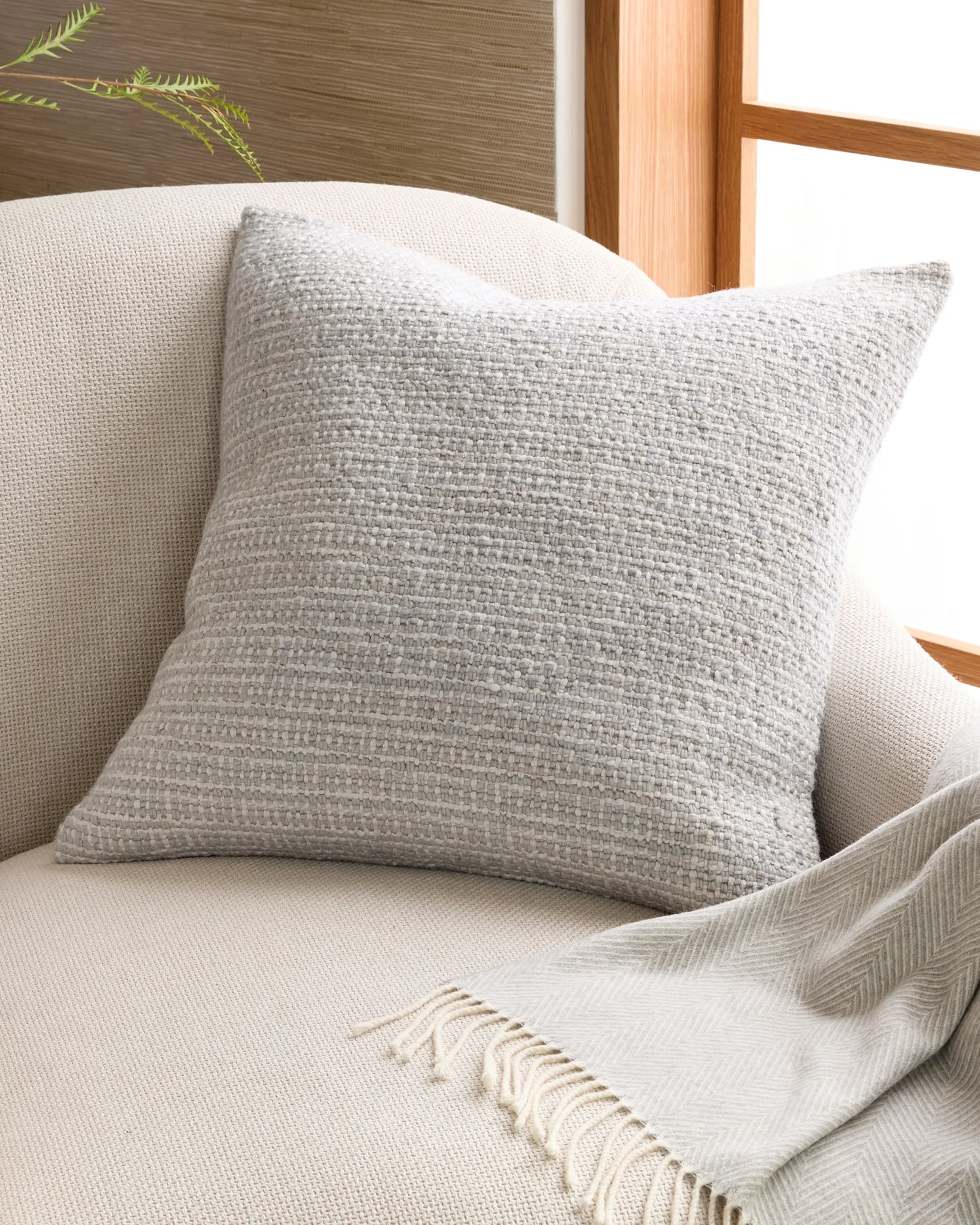 Wool Linen Textured Pillow Cover - 20x20 / Ivory