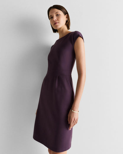 Ultra-Stretch Ponte Cap Sleeve Dress - XS / Ruby Red