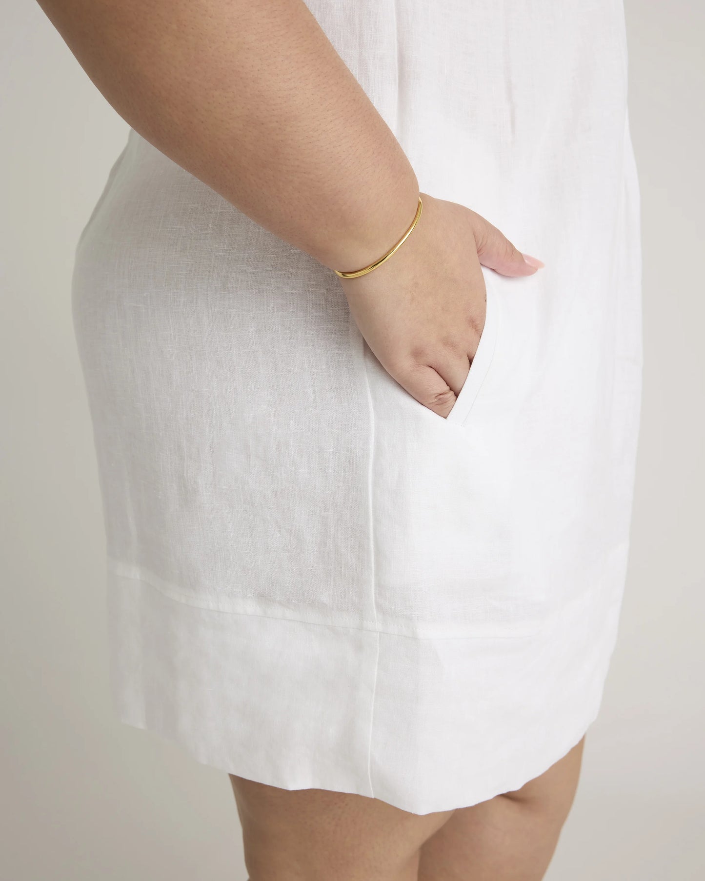 100% European Linen Sleeveless Swing Dress - 1X / Bayberry Olive