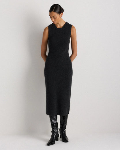Mongolian Cashmere Sleeveless Midi Sweater Dress - XS / Black