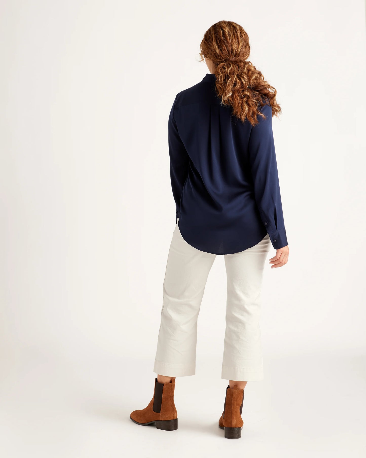 Washable Stretch Silk Blouse - XS / Moonstone Blue