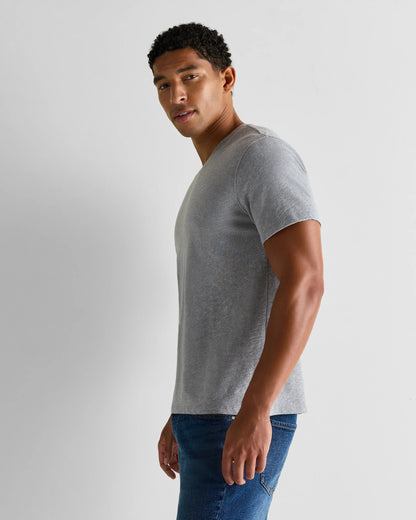 100% Organic Cotton Slub V-Neck Tee - S / Heather Grey