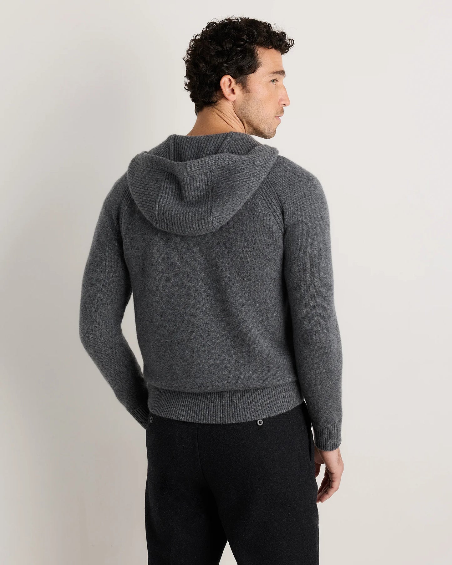 Luxe Baby Cashmere Bomber Hoodie - S / Heather Pewter