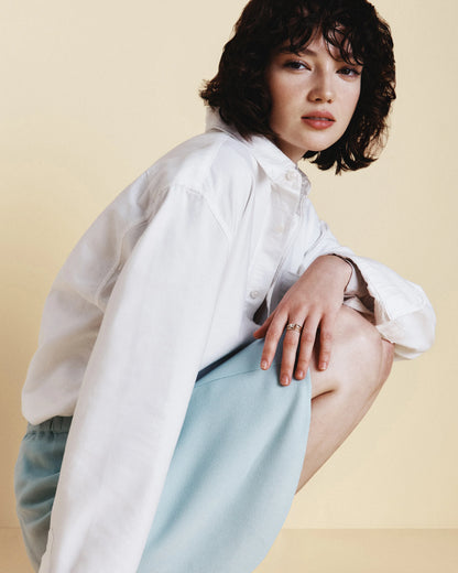 Lightweight Crepe A-Line Mini Skirt - XS / Moonstone Blue
