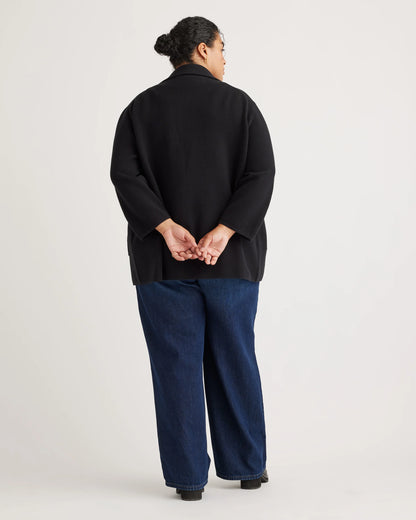 100% Organic Cotton Knit Blazer - 1X / Navy
