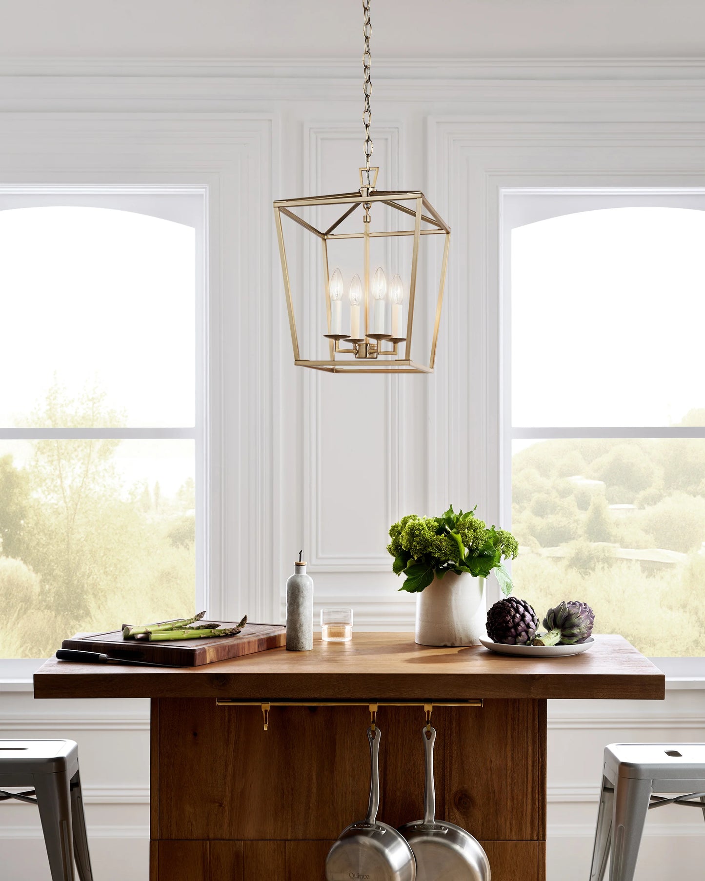 Traditional Steel Lantern Pendant - Small / Brass