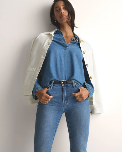 Bella Stretch Kick Flare Jeans - 24 / Deep Rinse