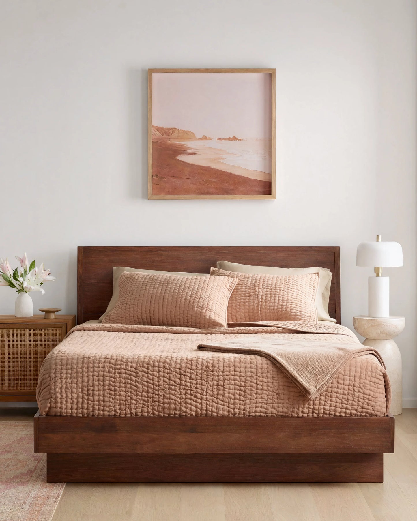 Solid Wood Platform Bed - Queen / Walnut Brown