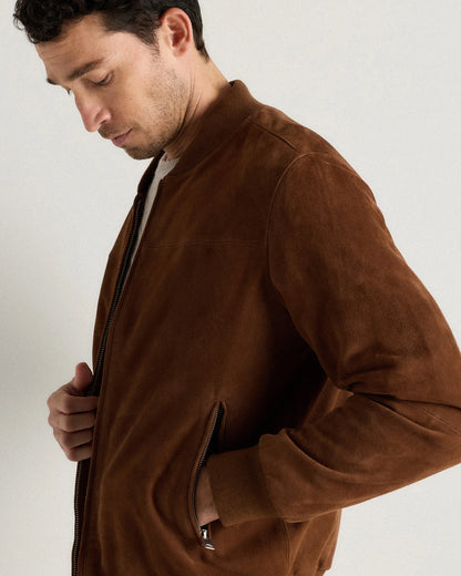 100% Suede Bomber Jacket - XS / True Black