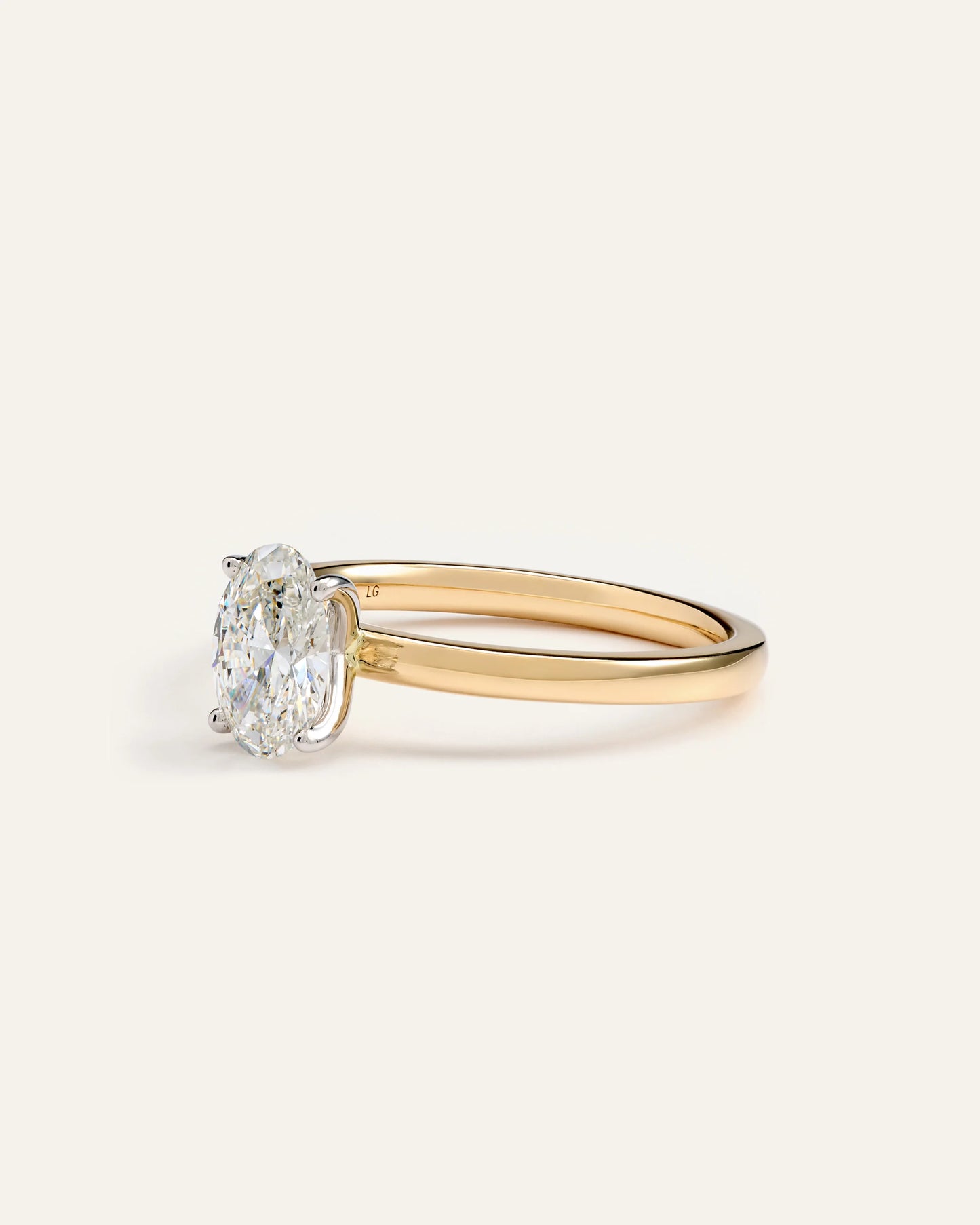 Lab Grown Diamond Oval Comfort Fit Engagement Ring - 1ct - 4 / Yellow Gold