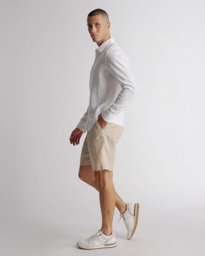 100% European Linen Relaxed Long Sleeve Shirt - XS / Flax