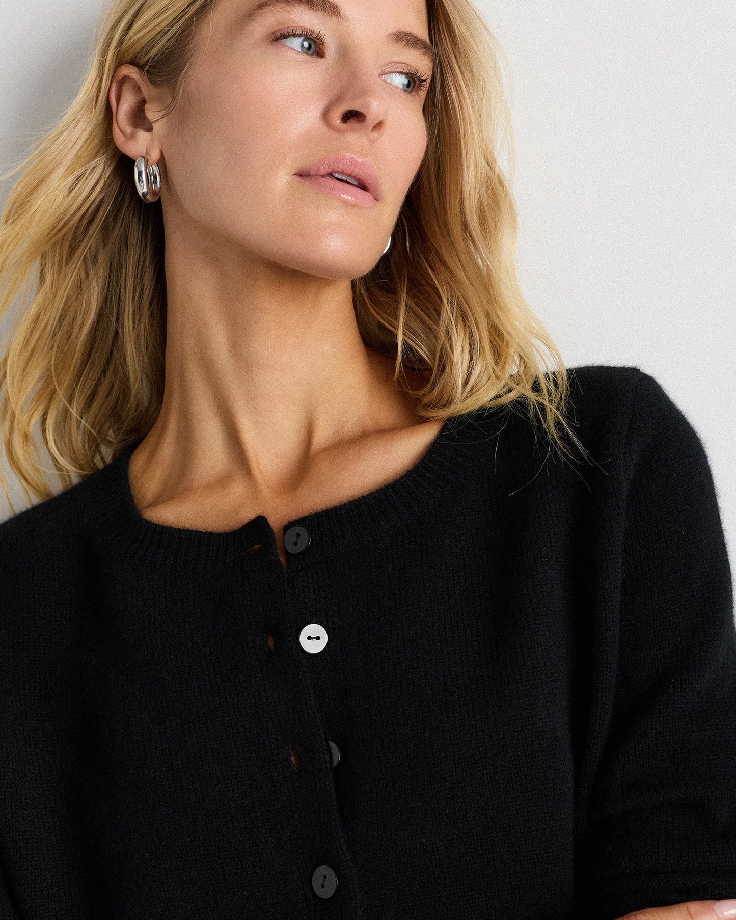 Mongolian Cashmere Cropped Crew Cardigan - XS / Heather Vintage Pink / Brown Variegated Stripe