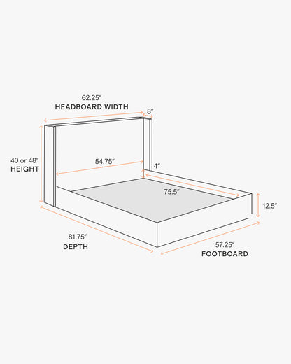 100% Linen Wingback Bed - Full / Canvas