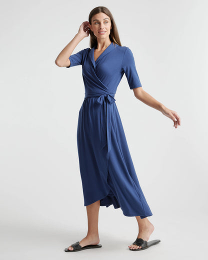 Tencel Jersey Midi Wrap Dress - XS / Brown