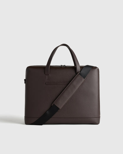 Excursion Italian Leather Slim Laptop Bag - One Size / Hickory