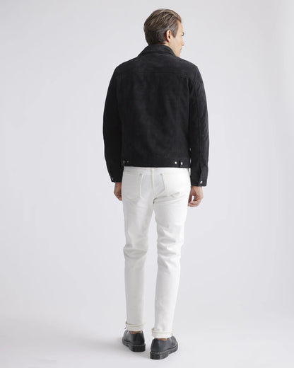 Italian Suede Trucker Jacket - S / Dark Chestnut