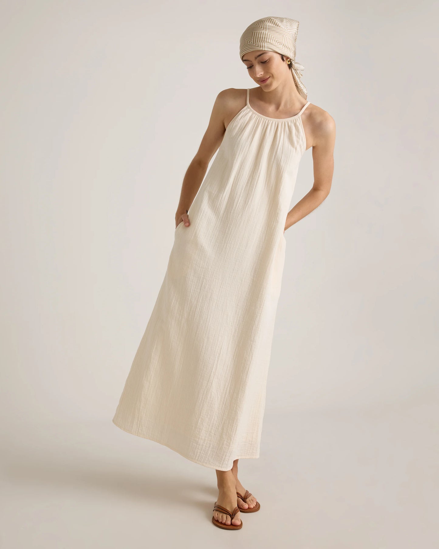 100% Organic Cotton Gauze Sleeveless Maxi Dress - XS / Spiced Orange