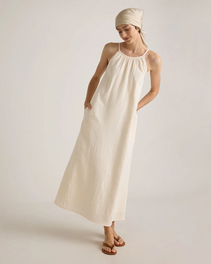 100% Organic Cotton Gauze Sleeveless Maxi Dress - XS / Spiced Orange