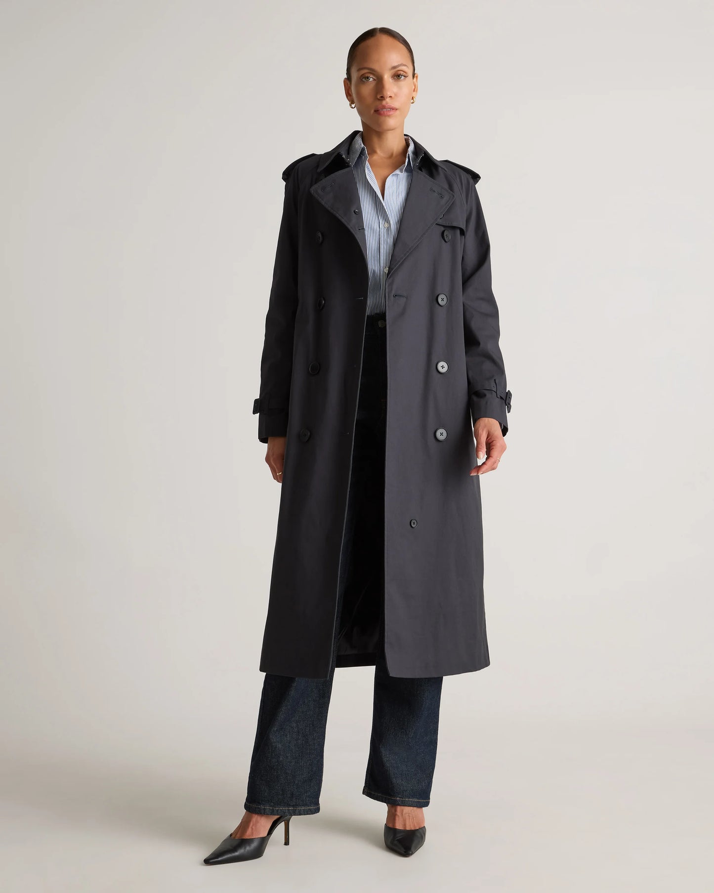 Comfort Stretch Long Trench Coat - XS / Dark Khaki