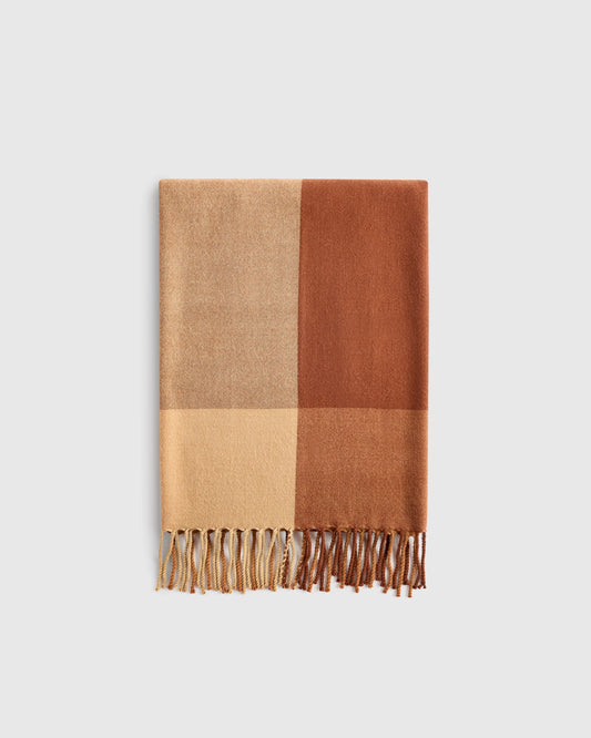 Lambswool Throw Blanket - 50x70 / Brown/Amber Plaid