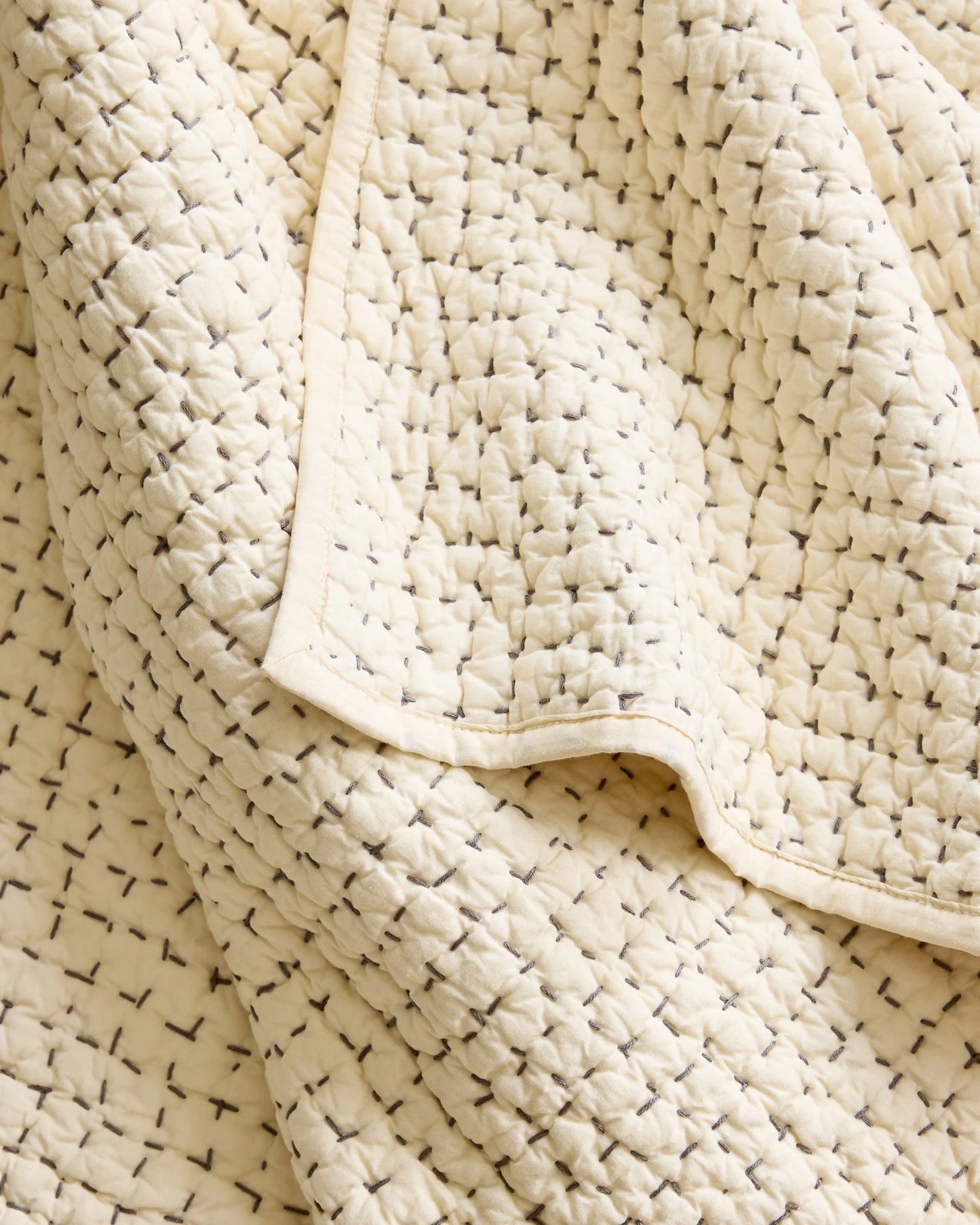 Organic Cotton Hand Stitched Quilt - Twin / Stone