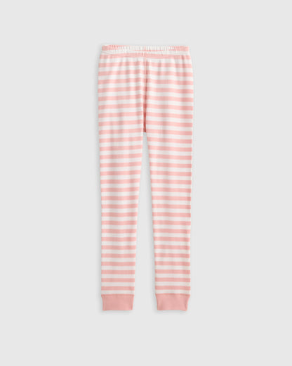 100% Organic Cotton Long Sleeve and Pant Pajama Set - 6 / Navy Stripe