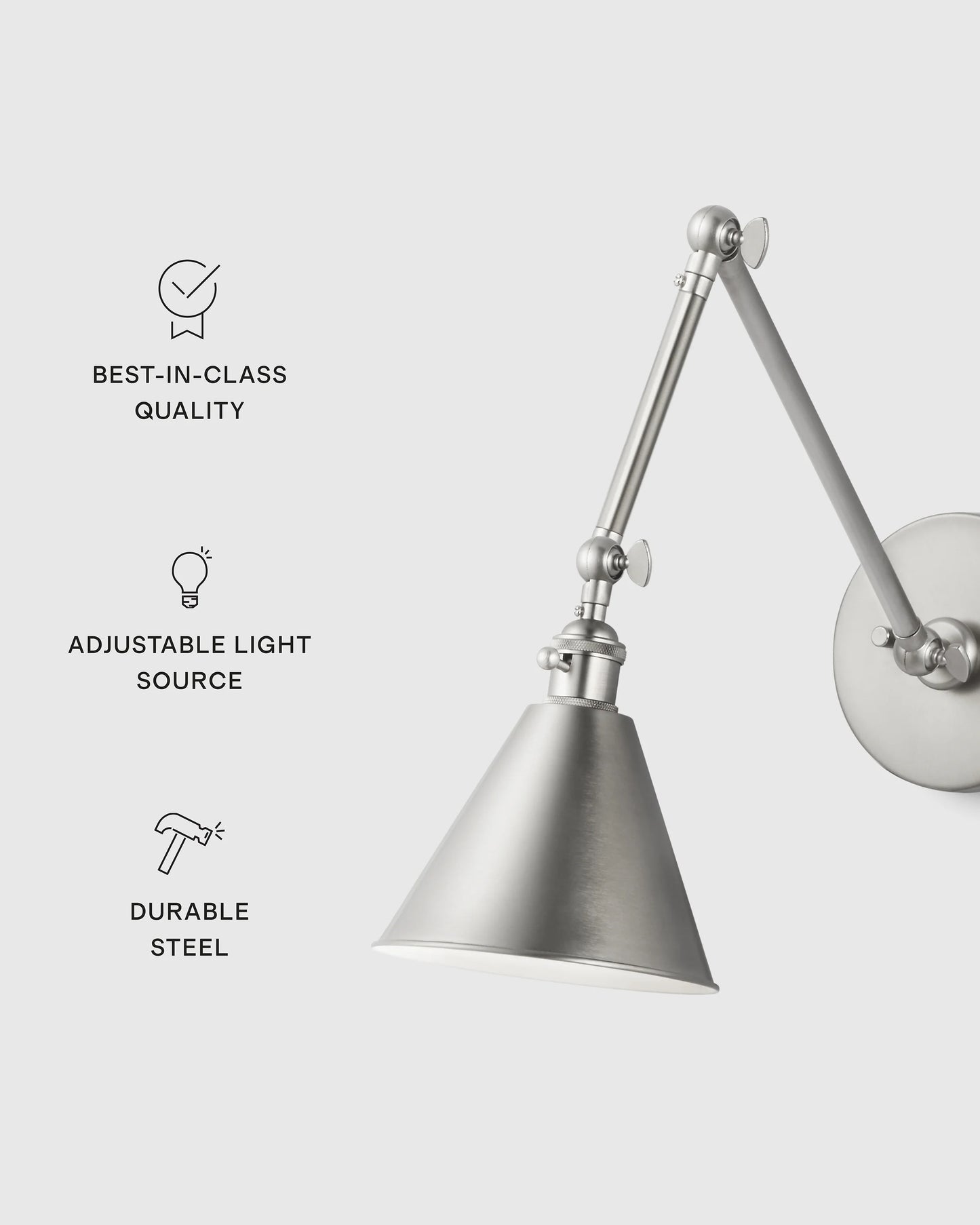 Articulating Double Arm Steel Wall Sconce - One Size / Silver