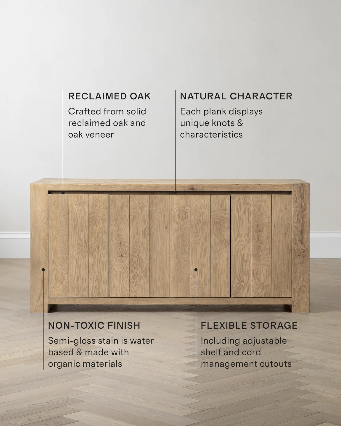 Reclaimed Oak Sideboard - One Size / Cafe Brown