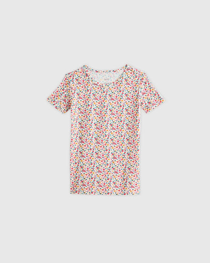 Bamboo Short Sleeve and Shorts Pajama Set - 2T / Lavender Hearts