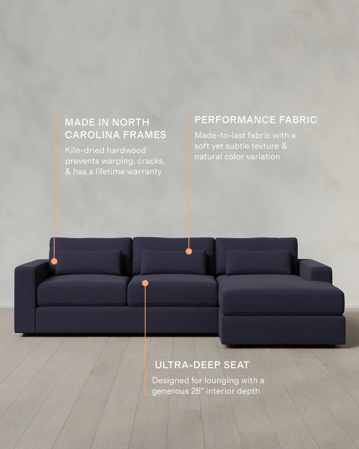 Ashford Deep Seat Chaise Sectional in Performance Basketweave - 119" Right Arm / Flax