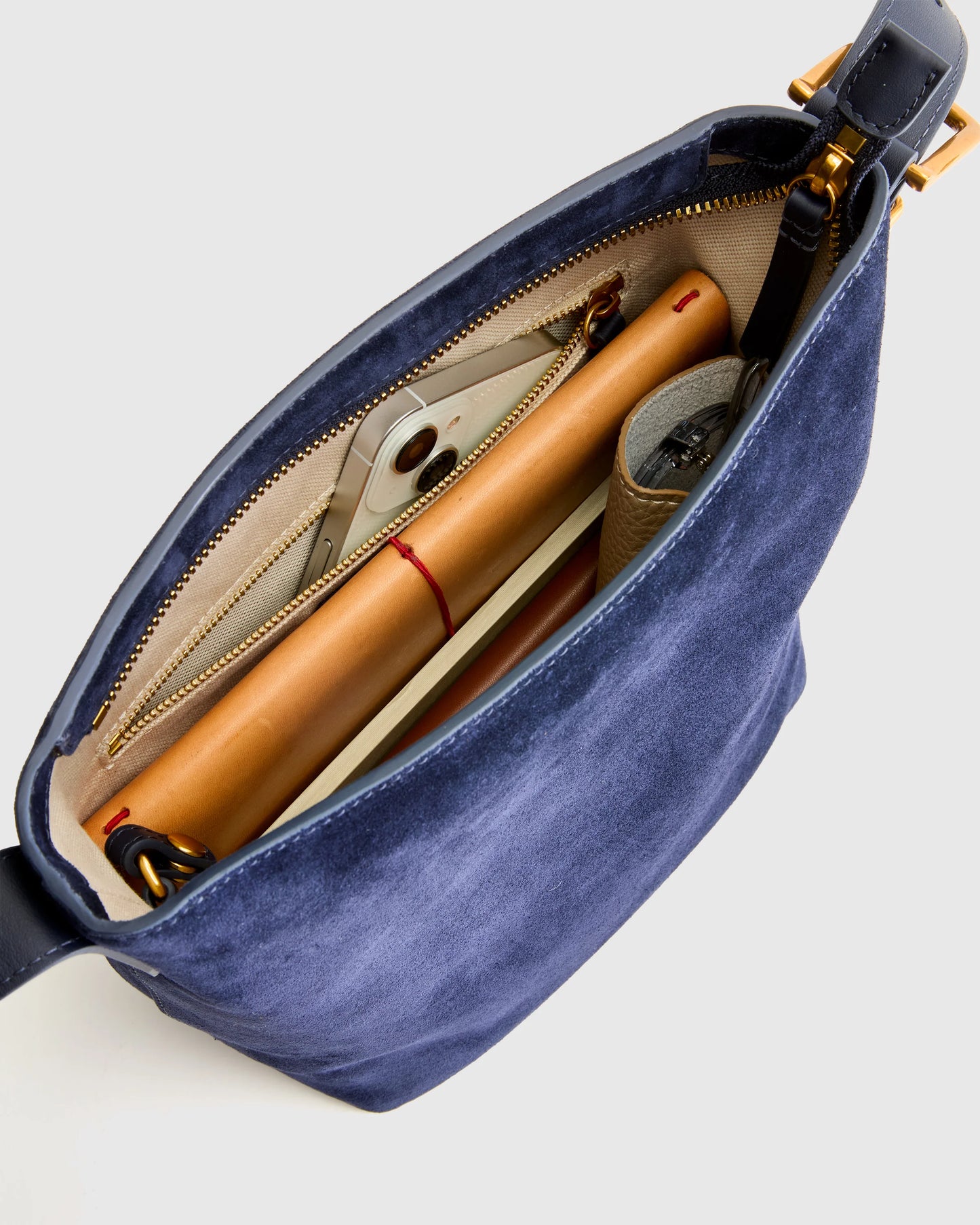 Italian Suede Bucket Crossbody - One Size / Sand