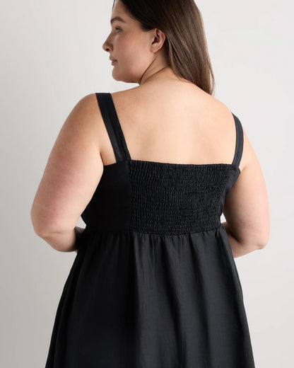 100% European Linen Fit & Flare Midi Dress - 1X / Chile