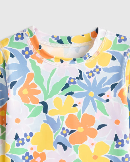 Long Sleeve Ruffle Rash Guard Two-Piece Swimsuit - 6 / Poolside Floral