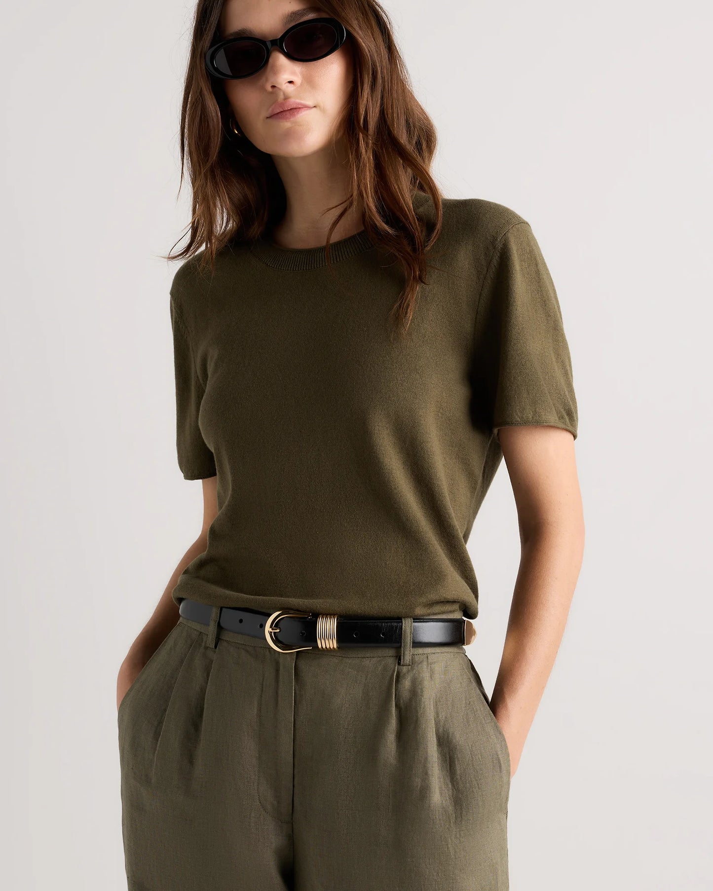 Daphne European Leather Multi Keeper Belt - XS / Black/Gold
