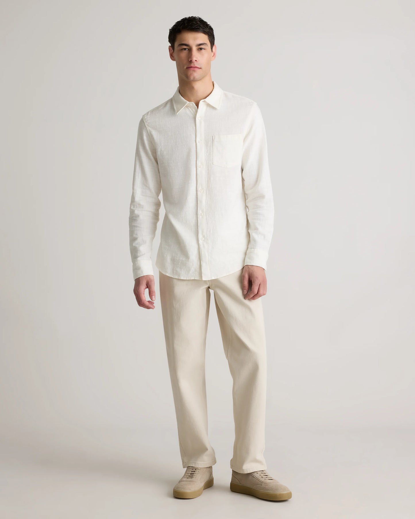 Organic Cotton Stretch Selvage Shirt - S / Mini Blue Stripe