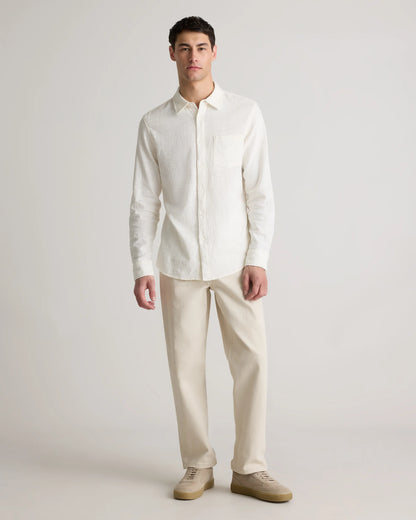 Organic Cotton Stretch Selvage Shirt - S / Mini Blue Stripe