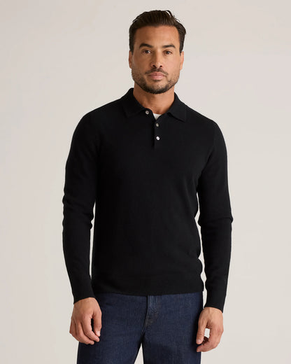 Mongolian Cashmere Polo Sweater - S / True Navy