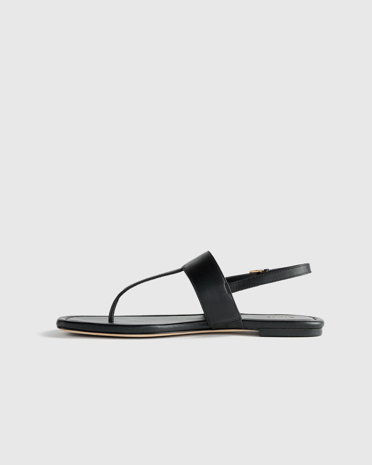 Italian Leather T-Strap Sandal - 5 / Black