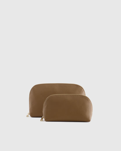 Italian Leather Pouch Travel Set - One Size / Deep Navy