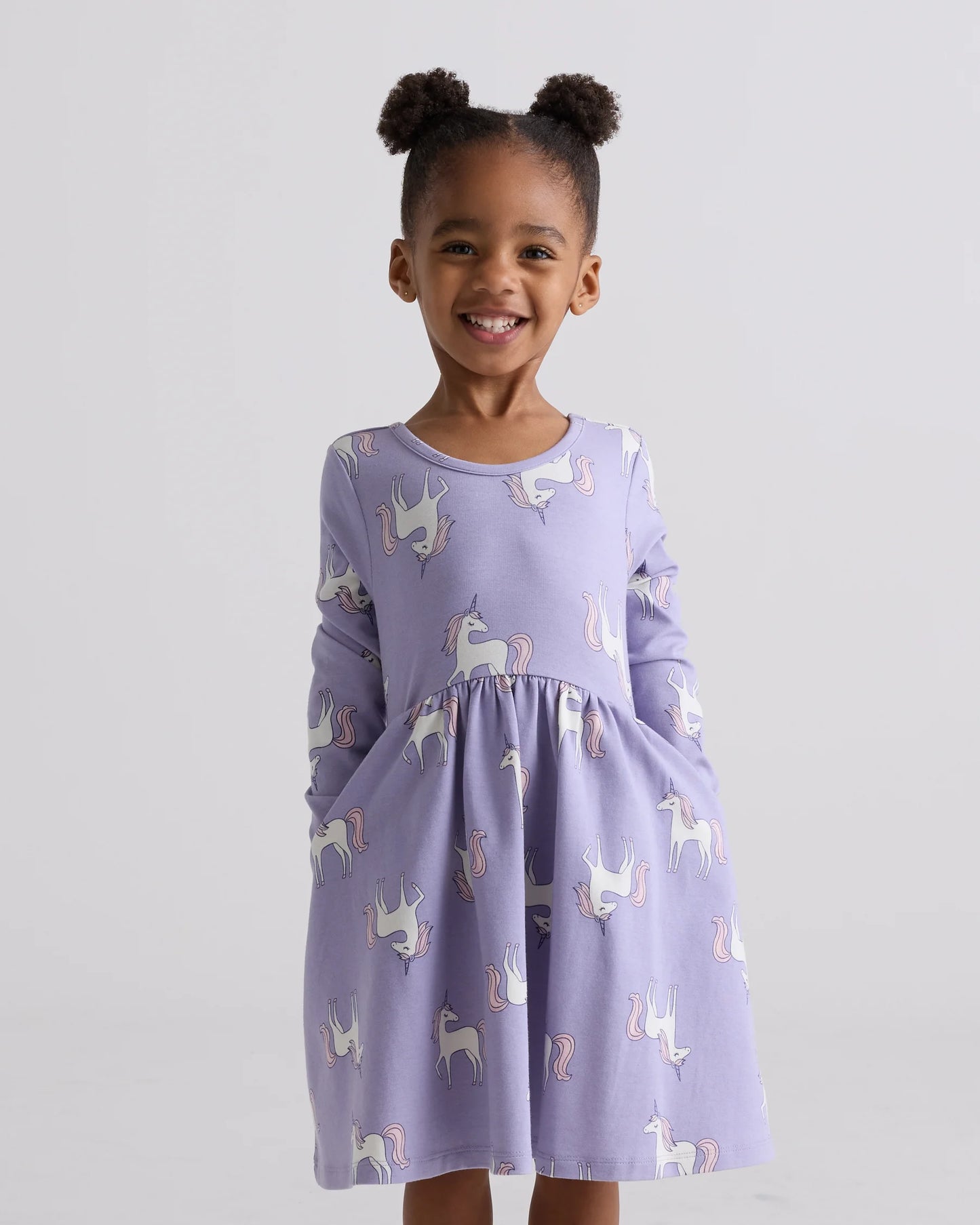 Organic Cotton Long Sleeve Skater Dress - 2T / Red Poppy Garden