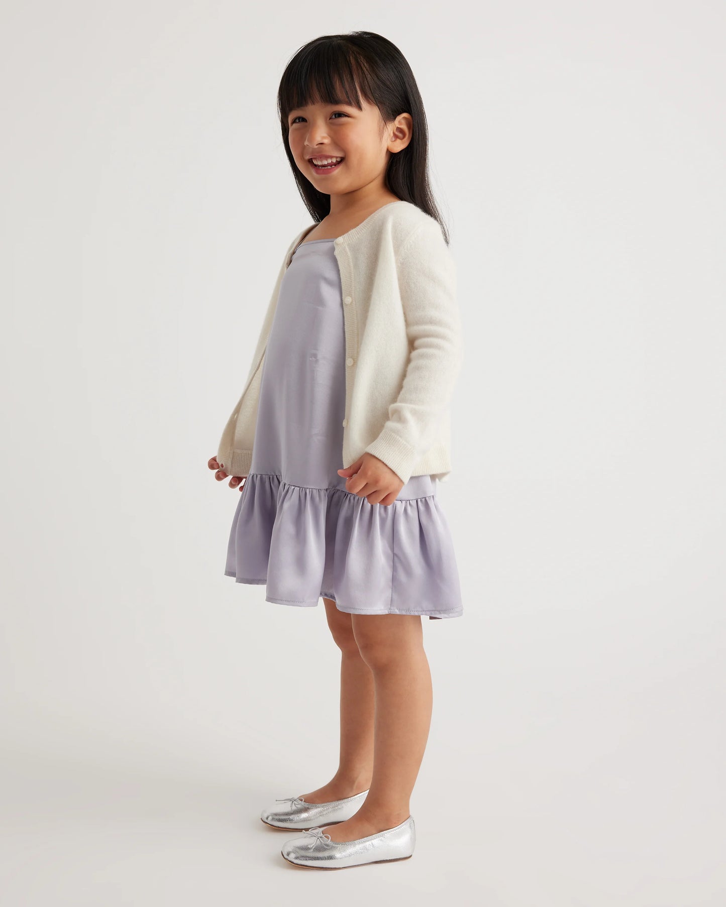 100% Washable Silk Dress - 2T / Grey Lilac