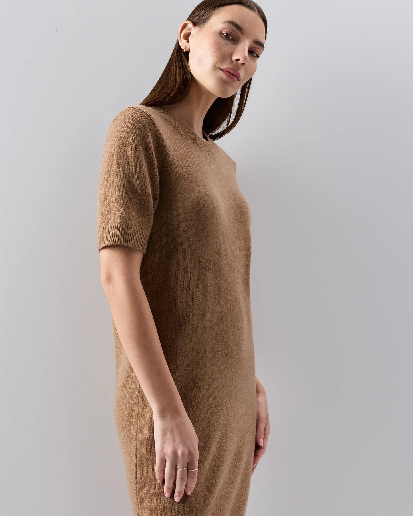 Mongolian Cashmere Short Sleeve Mini Dress - XS / Faded Denim