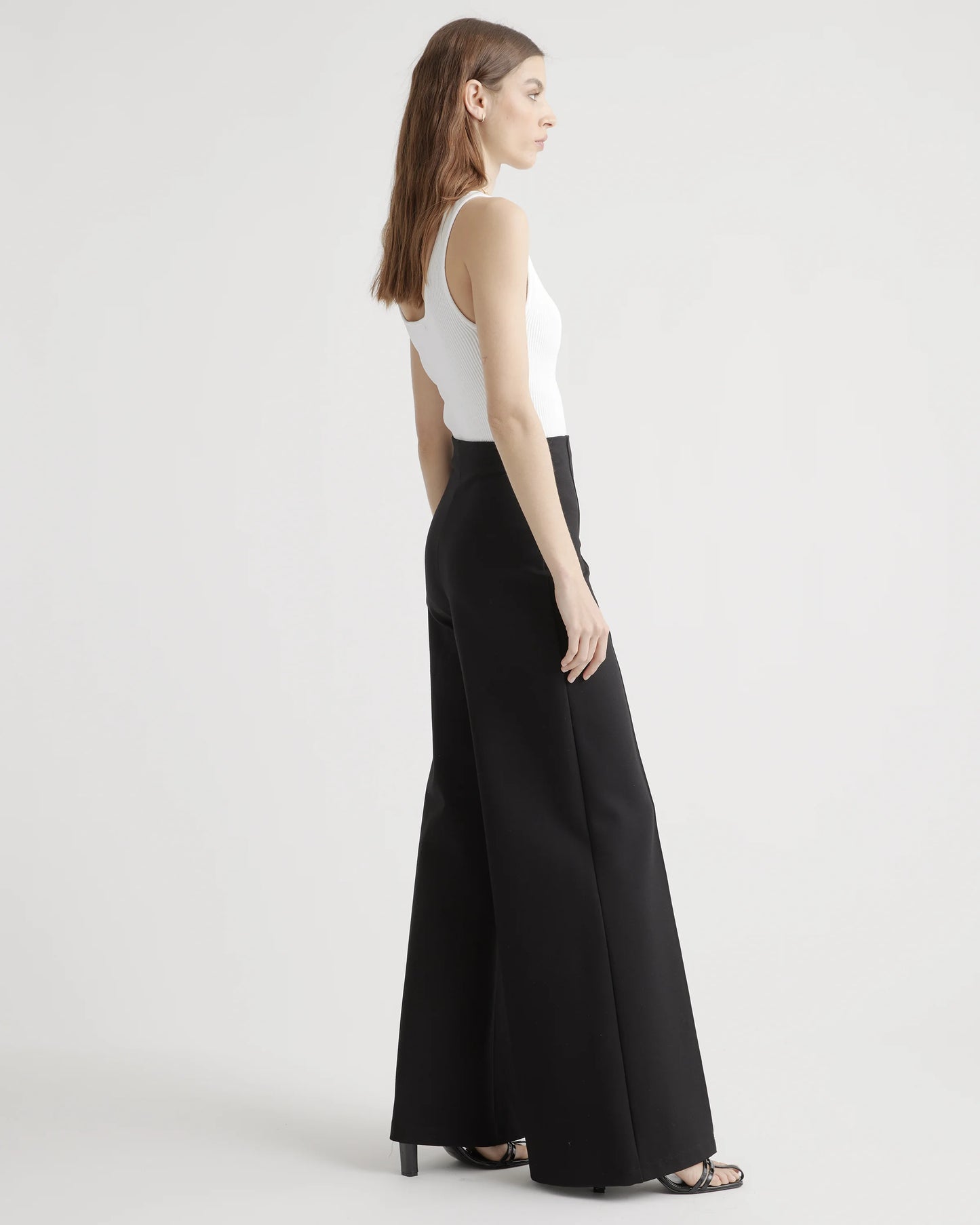 Ultra-Stretch Ponte Super Wide Leg Pants - XS / Black
