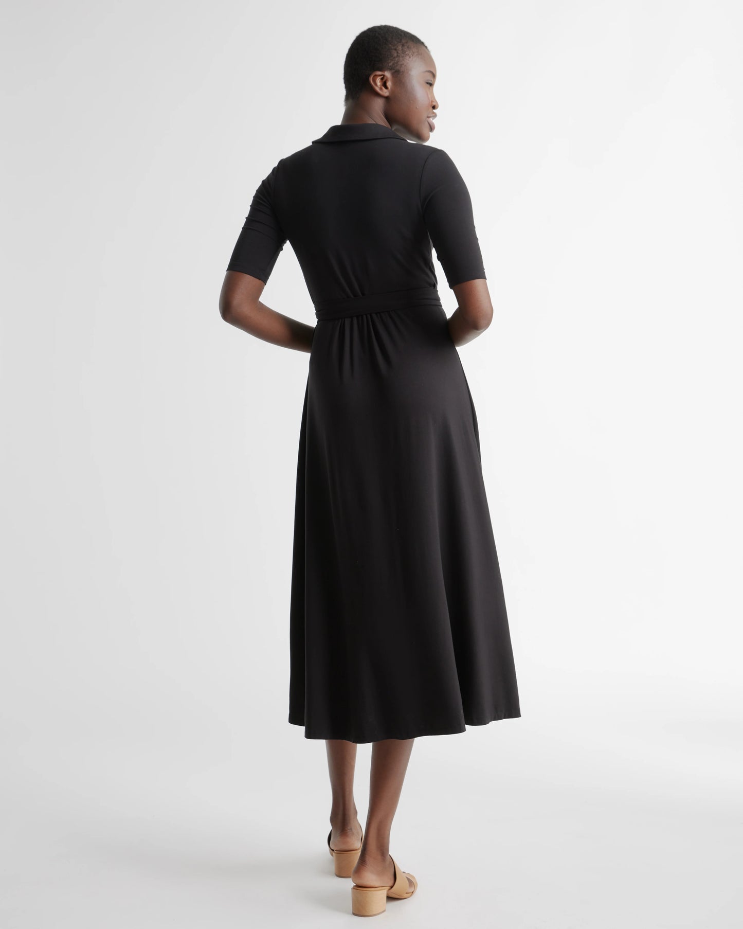 Tencel Jersey Midi Wrap Dress - XS / Brown