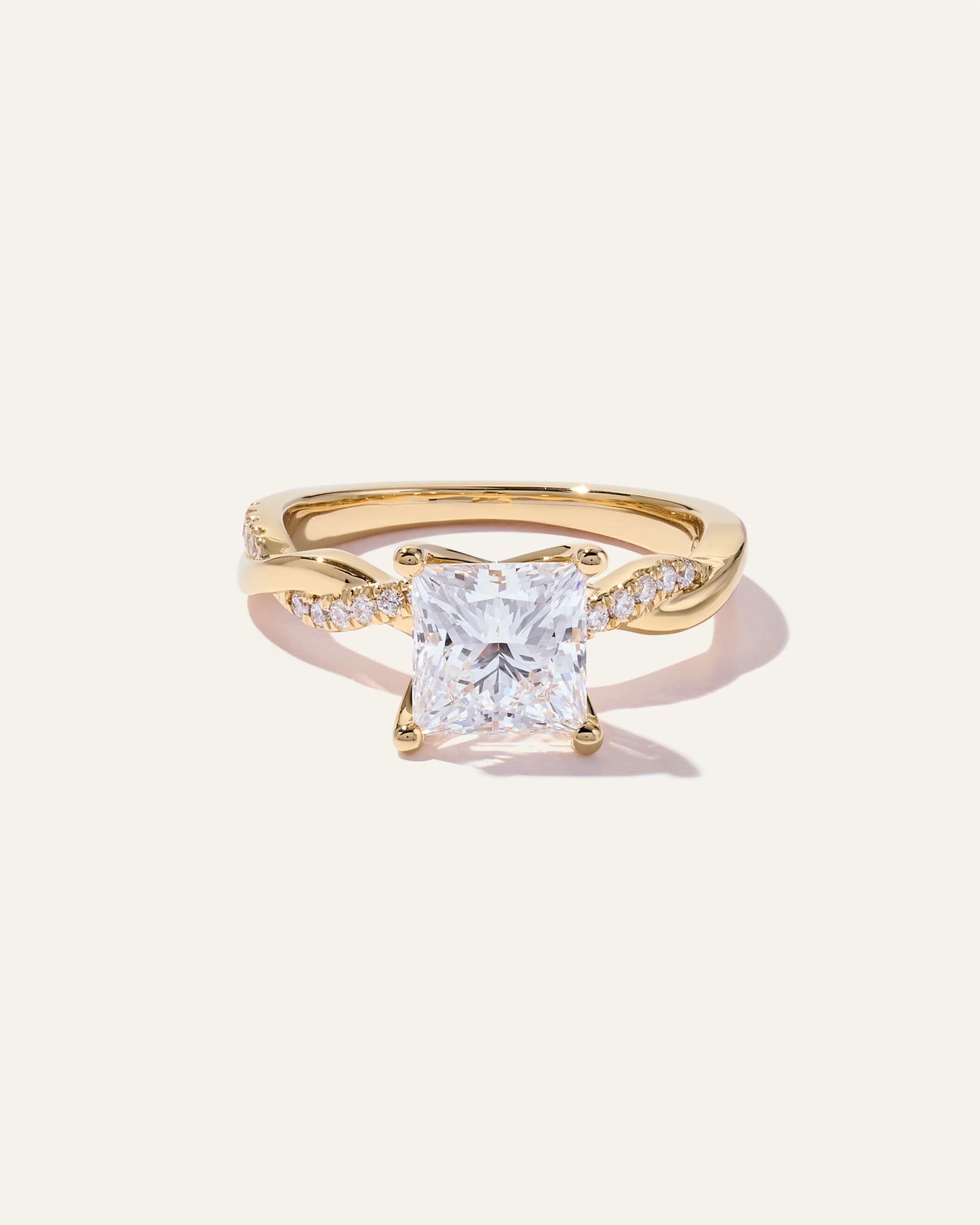 Lab Grown Diamond Princess Twisted Engagement Ring - 2ct - 4 / Yellow Gold