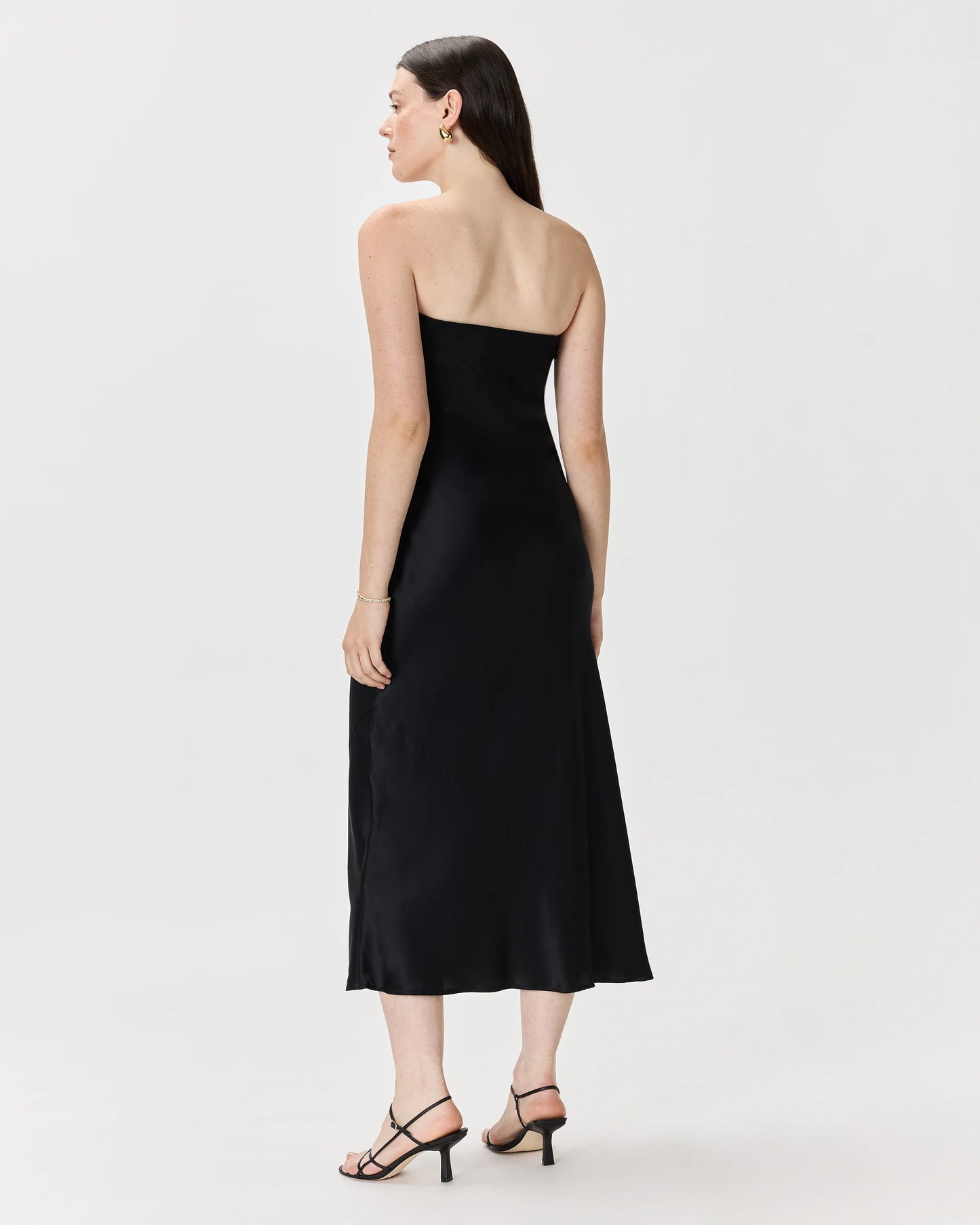 100% Washable Silk Strapless Midi Dress - XS / Hot Fudge